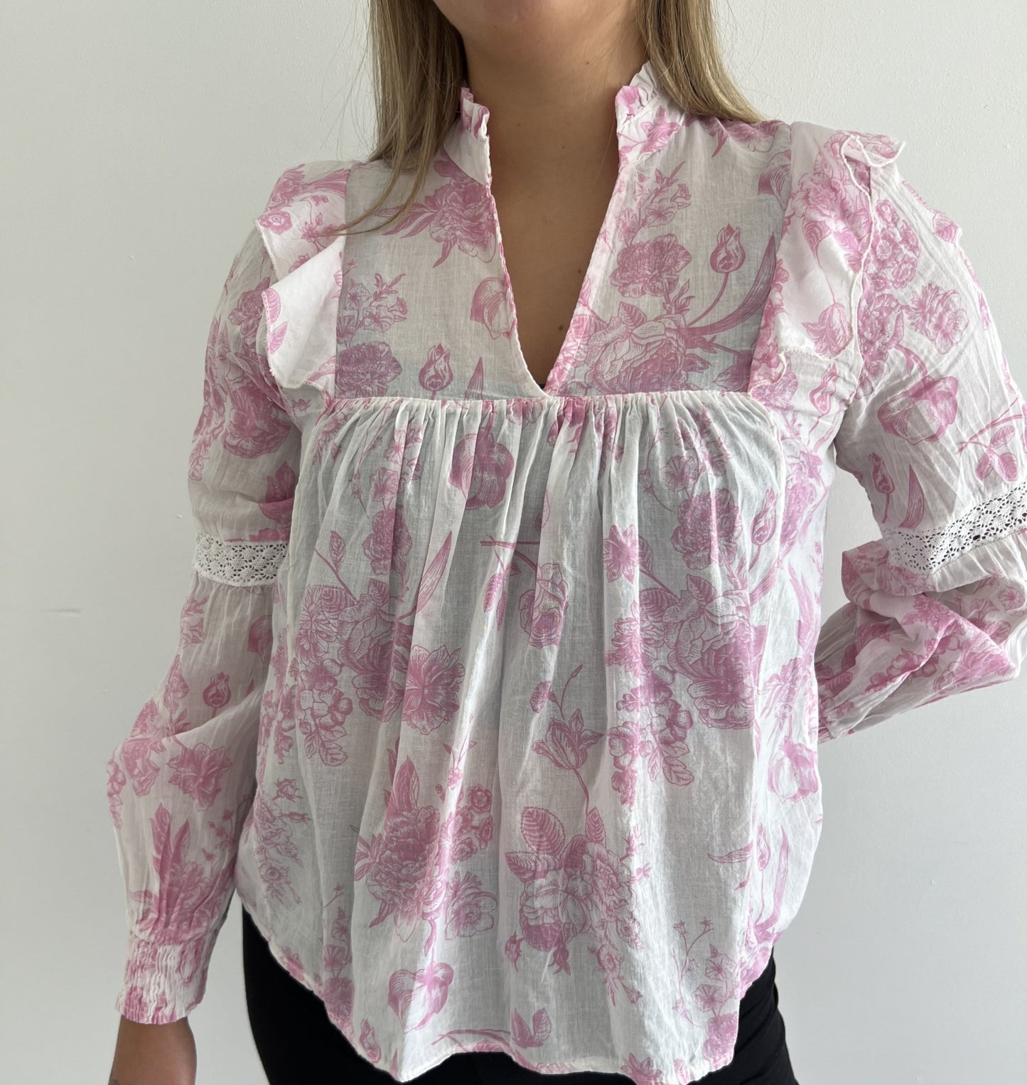 Lily Blouse- Roze/wit