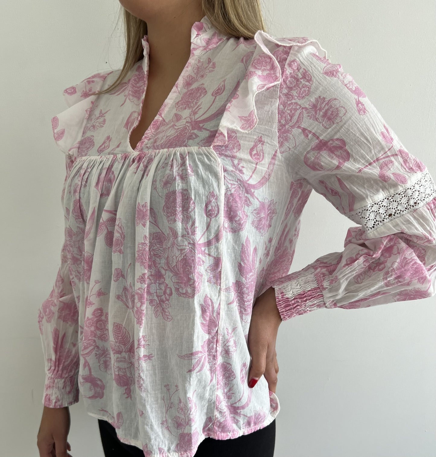 Lily Blouse- Roze/wit