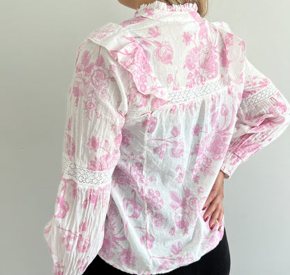 Lily Blouse- Roze/wit